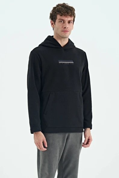 Tommy Life  Erkek Kapşonlu Sweat Siyah ART-88301 - Resim 3