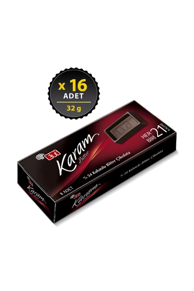 Eti Karam Mini Kakaolu Bitter Çikolata 32 g x 16 Adet ürün görseli 1