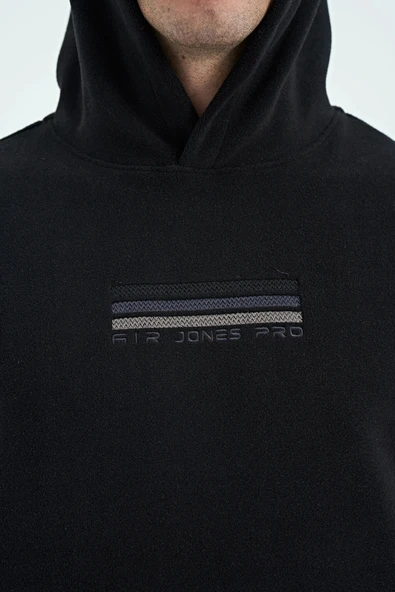 Tommy Life  Erkek Kapşonlu Sweat Siyah ART-88301 - Resim 7