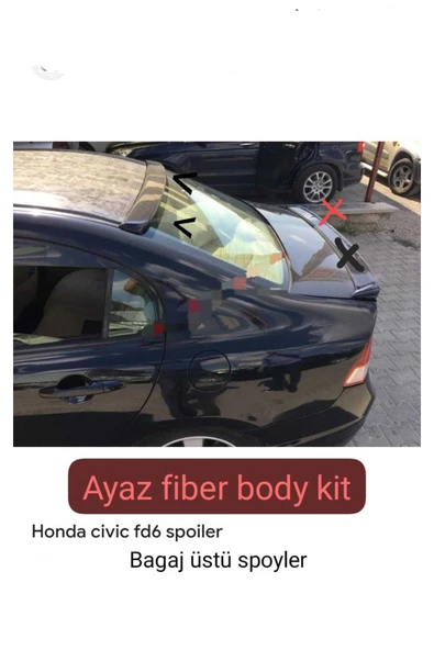 AYAZ FİBER GARAJ HONDA CİVİC FD6 CAM ÜSTÜ SPOİLER SPOYLER FİBER BOYASIZ ürün görseli 1