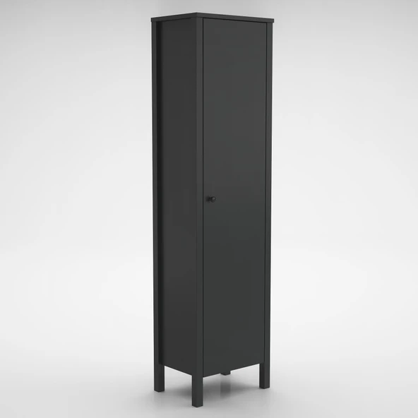 Venezia Tek Kapaklı Ahşap Ayaklı Çok Amaçlı Mutfak, Erzak Dolabı, Banyo Havlu Dolabı - Minifiks - Antrasit - Resim 5