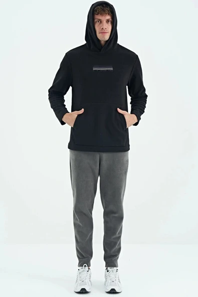 Tommy Life  Erkek Kapşonlu Sweat Siyah ART-88301 ürün görseli 1