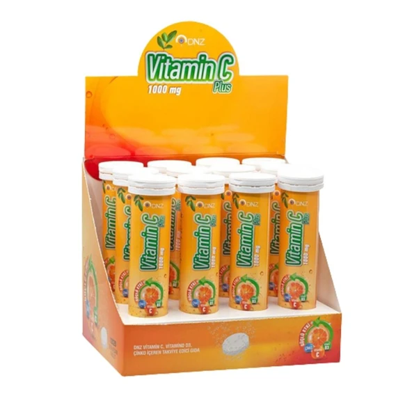 Dnz Vitamin C Plus 1000 Mg 20 Efervesan Tablet x 12 li Stand ürün görseli 1