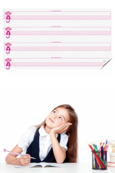 OLLEVRA Kılavuz Çizgili Akıllı Kağıt Yazı Tahtası Duvarda İz Bırakmaz Statik Yeni Müfredata Uygun 100x56cm - Resim 6