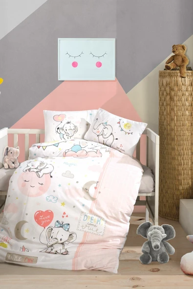 Clasy Kız Bebek Nevresim Takımı - Pembe Beyaz ürün görseli 1