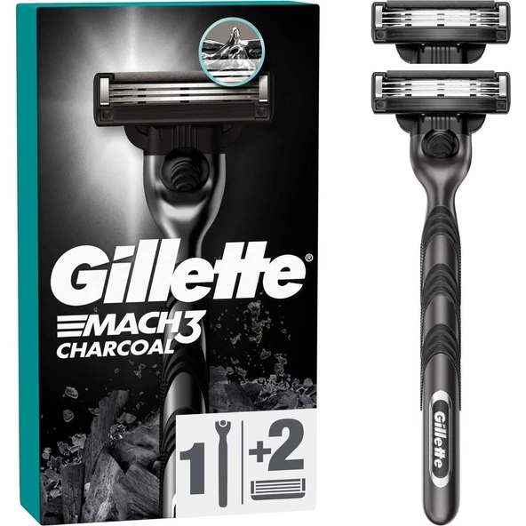 GILLETTE MACH3 CHARCOAL MAKINE RAZOR 2UP 1256 ürün görseli 1
