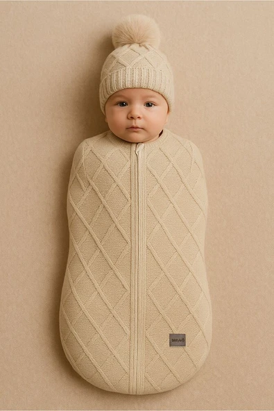 Bistyle Baby İn Swadding Triko Kundak 75108 Bej ürün görseli 1