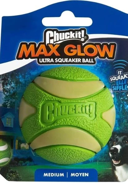Chuckit! Max Glow Ultra Squeaker Gece Parlayan Sesli Köpek Oyun Topu ürün görseli 1