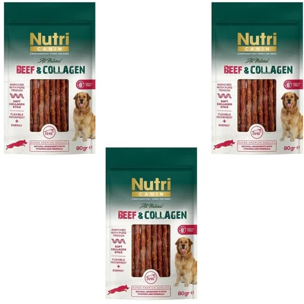 Nutri Canin Sığır Etli ve Kolajenli Tahılsız Köpek Et Ödülü 80 Gr x 3 Adet ürün görseli 1