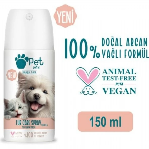 PET LOVE EVCIL HAYV. TUY BAKIM SPREY 150ML VANILYA ürün görseli 1
