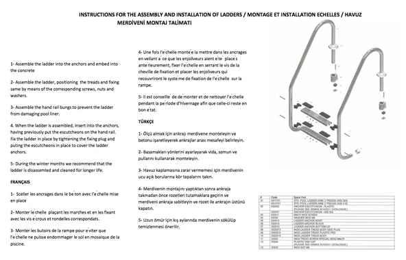 Gemaş Havuz Merdiveni 4 Basamaklı Standart 304 Model Paslanmaz-ToptancıyızBiz - Resim 5
