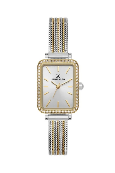 DANIEL KLEIN DKE.1.10969-5 ALTIN KAPLAMA DİKDÖRTGEN HASIR KORDON TAŞLI KADIN KOL SAATİ ürün görseli 1