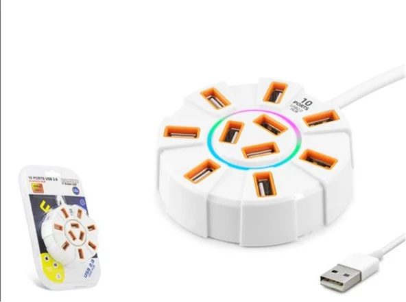 Hadron Hdx7034 Usb Hub 10-Usb 1.2M Beyaz ürün görseli 1