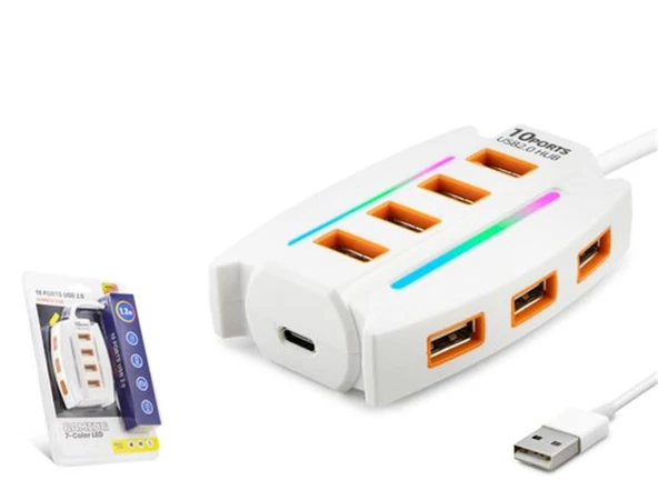 Hadron Hdx7037 Usb Hub 10-Usb 1.2M Beyaz ürün görseli 1