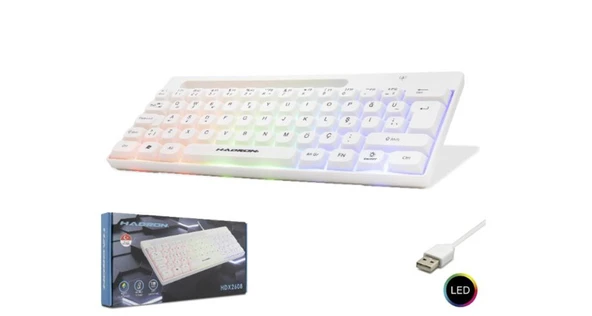Hadron Hdx2608 Kablolu Oyuncu Mini Klavye Led Q Beyaz ürün görseli 1