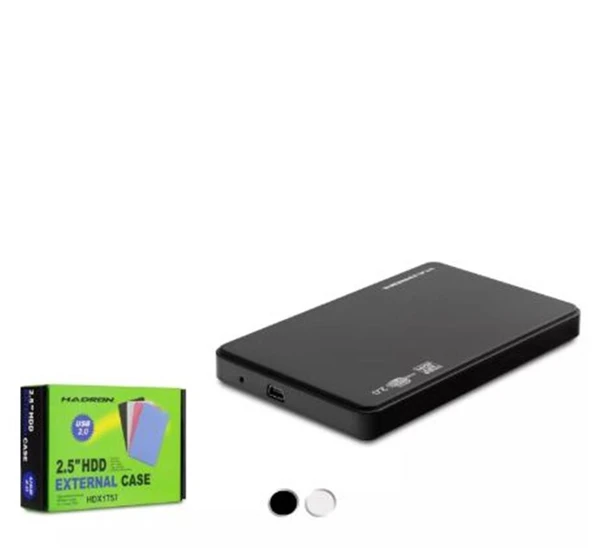 HADRON HDX1757 HDD KUTU USB2.0 PLASTİK SATA 2.5" SİYAH - BEYAZ ürün görseli 1