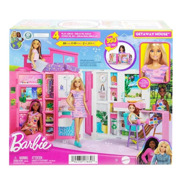 Barbie Portatif Tatil Evi Bebek ve Oyun Seti HRJ77 - Resim 9