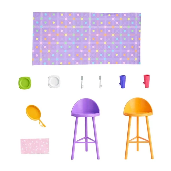 Barbie Portatif Tatil Evi Bebek ve Oyun Seti HRJ77 - Resim 6