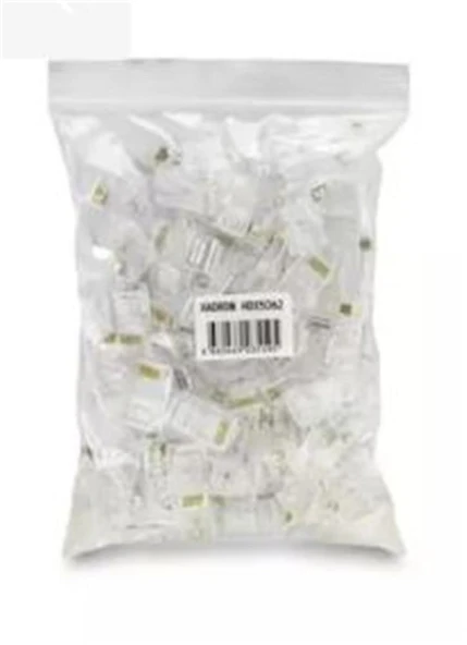 Hadron Hdx5063 Cat6 Konnektör Ez Rj45 Delikli 100Lü Paket Şeffaf ürün görseli 1
