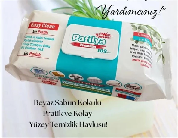 Pafilya Beyaz Sabun Yüzey Temizlik Havlusu 102 li Easy Clean Karbonat & Sirkeli (İz Bırakmaz) ürün görseli 1