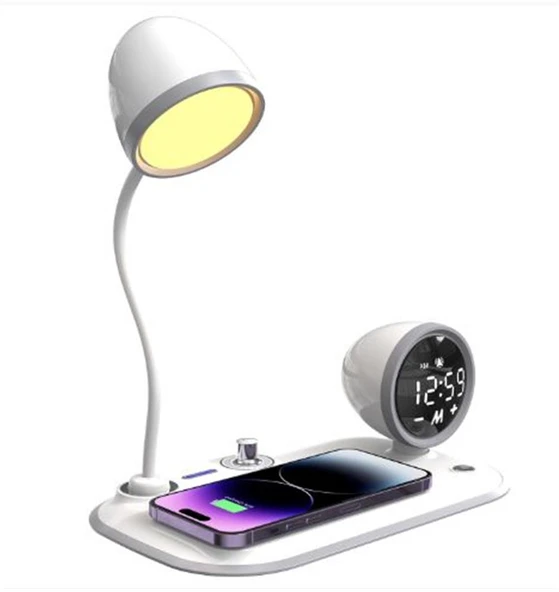 S-link SL-CW21 Beyaz Telefon Uyumlu Fast Şarj 15W Ayarlanabilir Led Işıklı  Masa Lambası - Resim 2