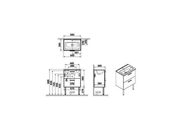 Mia 67784 Lavabo Dolabı, 60 Cm, Parlak Antrasit - Resim 2