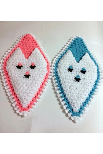 El Örgüsü Çiçekli Üçgen 2 Adet Takım Banyo Lifi - Resim 2