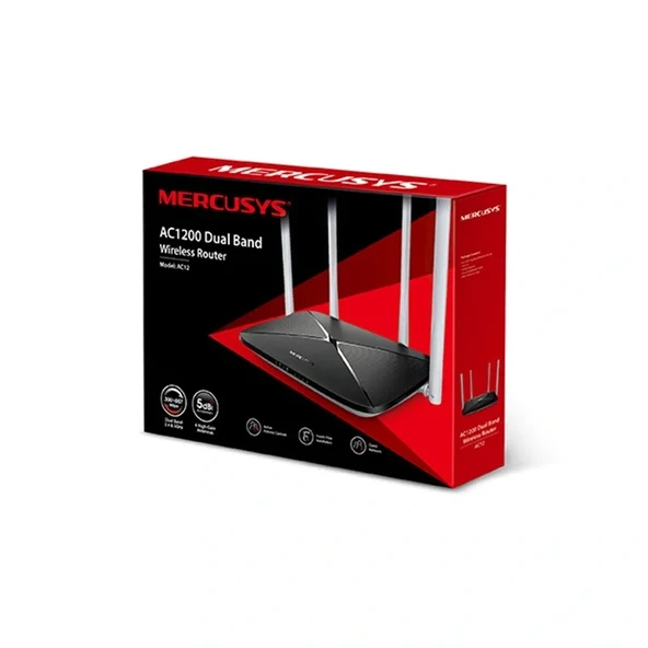 Tp-lınk Mercusys Ac12 Ac1200 867mbps/5ghz/300mbps/2.4ghz Dual Band Kablosuz Router ürün görseli 1