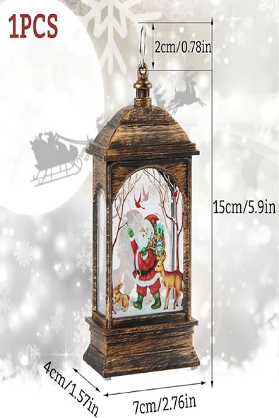 LED Işıklı Noel Baba Kar Küresi Yılbaşı Dekoratif Hediyelik Simli Eskitme Masa Üstü Süs - Resim 2