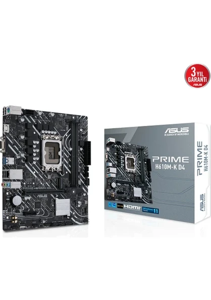 ASUS INTEL PRIME H610M-K D4 ARGB DDR4 3200 HDMI GLAN M.2 1700P (12-13-14. Nesil) ürün görseli 1