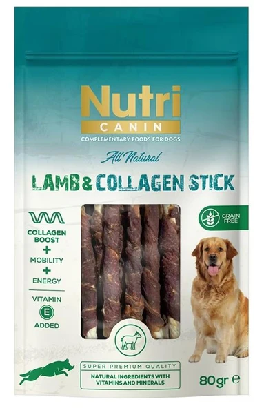 Nutri Canin Kuzu Eti Sargılı Kolajen Çubuk Tahılsız Köpek Et Ödülü 80 Gr ürün görseli 1