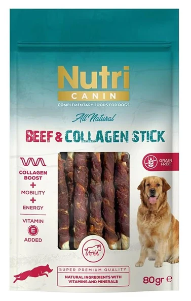 Nutri Canin Sığır Eti Sargılı Kolajen Çubuk Tahılsız Köpek Et Ödülü 80 Gr ürün görseli 1