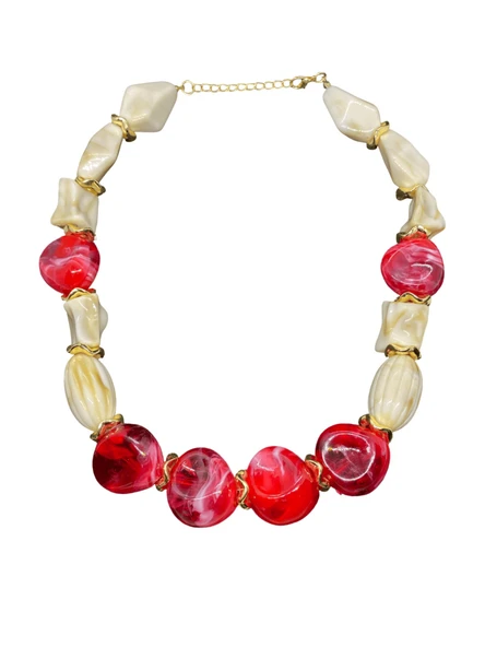 ? Kırmızı ve Beyaz Tasarım Akrilik Kolye — Eşsiz ve Gösterişli Bir Tasarım ürün görseli 1