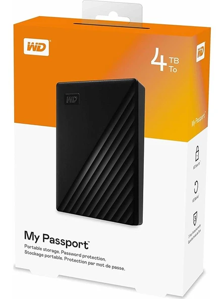 Wd 4Tb My Passport WDBPKJ0040BBK-WESN 2.5" USB 3.2 Siyah Harici Harddisk - Resim 6