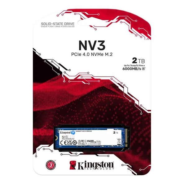 Kingston 2TB NV3 SNV3S-2000G 6000-5000MB-s PCI-Express 4.0 M.2 Ssd Disk - Resim 2