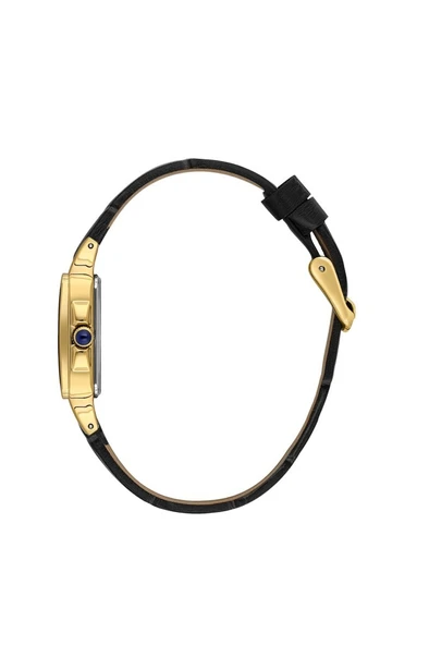 DANIEL KLEIN DKE.1.10815-2 SİYAH DERİ KORDON ALTIN KAPLAMA ROMA RAKAMLI KARE KADIN KOL SAATİ - Resim 2