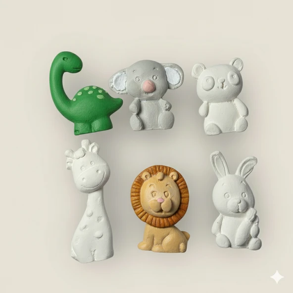 6'lı Sevimli Arkadaşlar Seramik Boyama Paketi(10'lu) - Resim 2