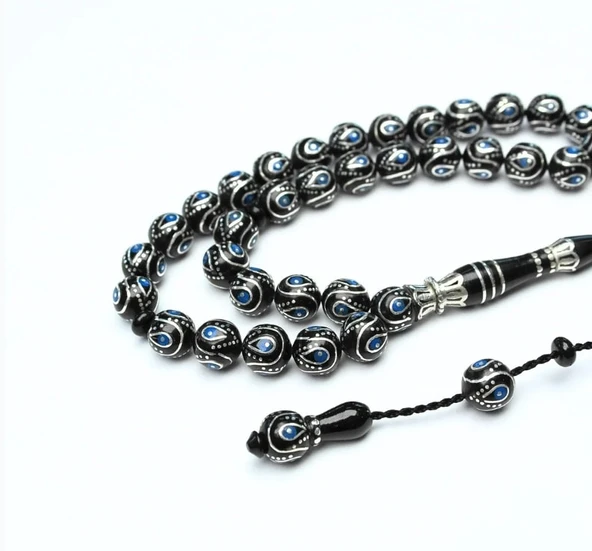 Damla İçi Damla Küre Model Sistemli Oltu Taşı Tespih - Resim 2