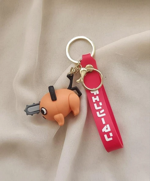 Silikon Anahtarlık Chainsaw Man Pochita Karakter Figür Çanta Süsü Oyuncak - Resim 4