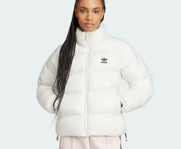 Beyaz Adicolor Dolgulu Kadın Kısa Mont JD0421 ürün görseli 1