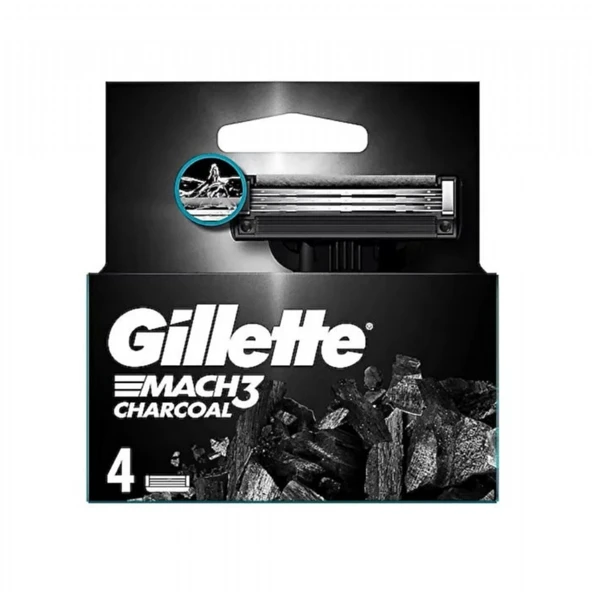 GILLETTE MACH3 CHARCOAL BICAK 4'LU  9784 ürün görseli 1
