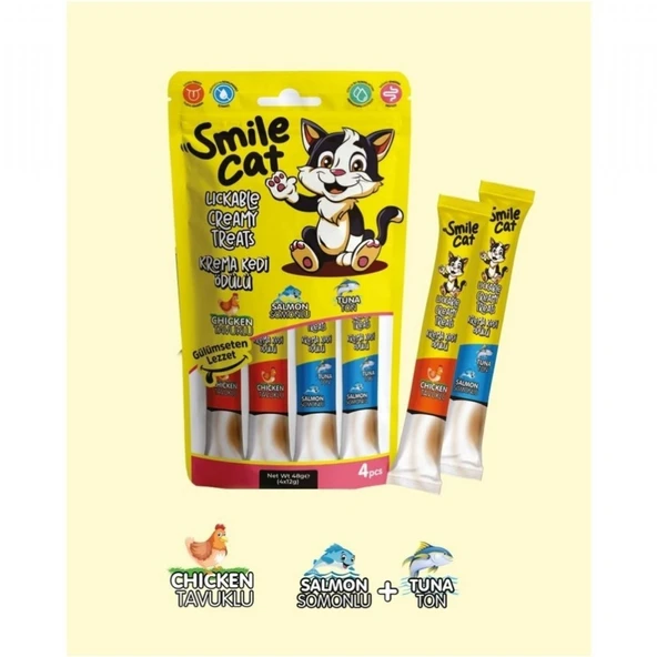 SMILE CAT MIX KREMA ODULU 4'LU (TON, SOMON,TAVUK) ürün görseli 1