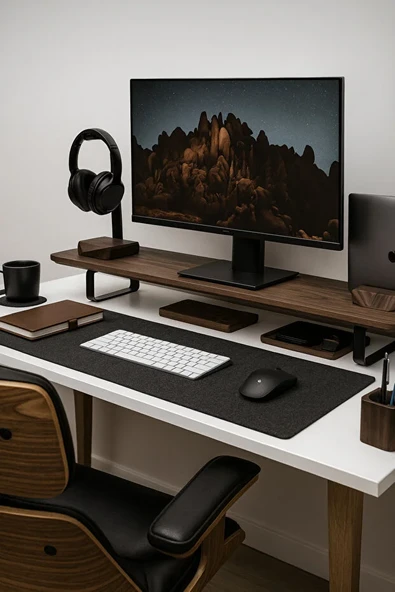 Keçe Çalışma Masası Düzenleme Ve Oyuncu Mouse Pedi Masa Üstü Düzenleyici 40x90 - Resim 2