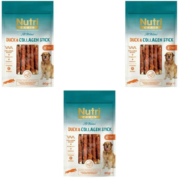 Nutri Canin Ördek Eti Sargılı Kolajen Çubuk Tahılsız Köpek Et Ödülü 80 Gr x 3 Adet ürün görseli 1