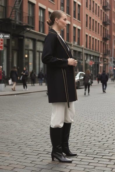 Kaşe Kadın Şık Yaka Kaban ve Kemer - Resim 3