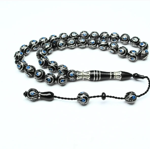 Damla İçi Damla Küre Model Sistemli Oltu Taşı Tespih ürün görseli 1