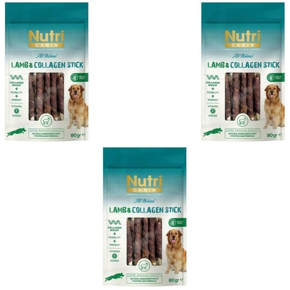 Nutri Canin Kuzu Eti Sargılı Kolajen Çubuk Tahılsız Köpek Et Ödülü 80 Gr x 3 Adet ürün görseli 1