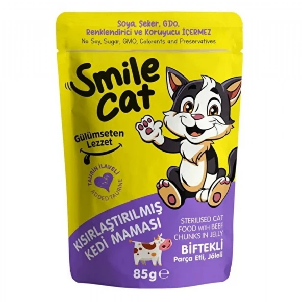 SMILE CAT POUCH 85GR KISIR KEDI BIFTEKLI ürün görseli 1