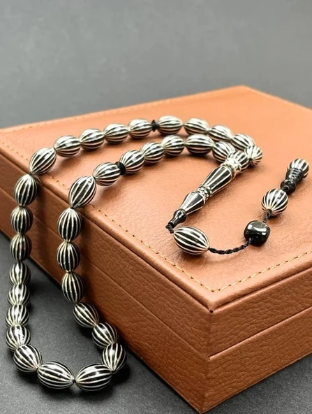 BlackCraft Beyzi Kesim 16'lı Nakkaş İmame Oltu Taşı Tespih - Resim 2