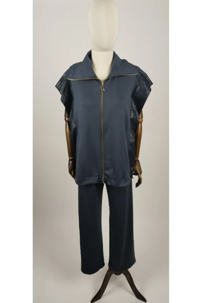 MODAL KUMAŞ YELEKLİ DETAYLI ALT ÜST KADIN PEREMİUM TAKIM - Resim 8